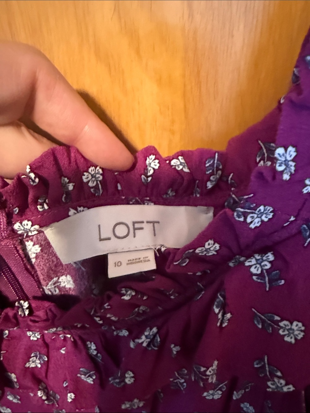 LOFT Raspberry Floral Ruffle-Shoulder Maxi Dress - Picture 2 of 3